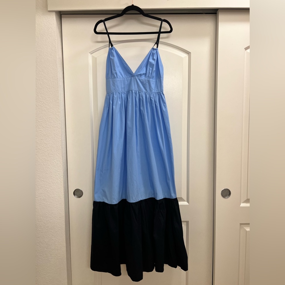 Lusana Eden Color Block Maxi Dress - Blue/Deep Indigo